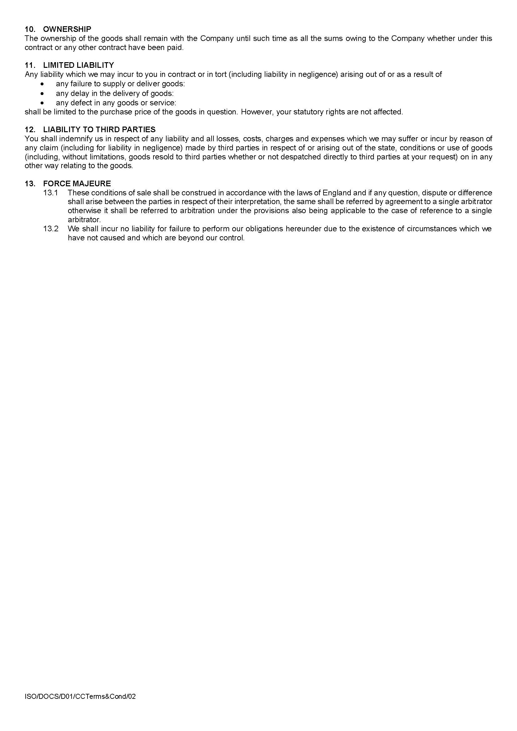 Concept Cables Terms & Conditions of Sale (Page2)
